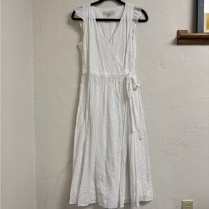 LOFT White Wrap Midi Dress